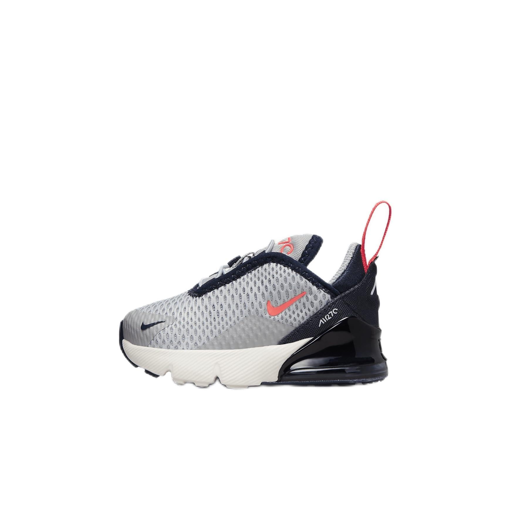Nike Air Max 270 Baby/Toddler Shoes (DD1646-028, Light Smoke Grey/Dark Obsidian/Phantom/Bright Crimson) Size 7