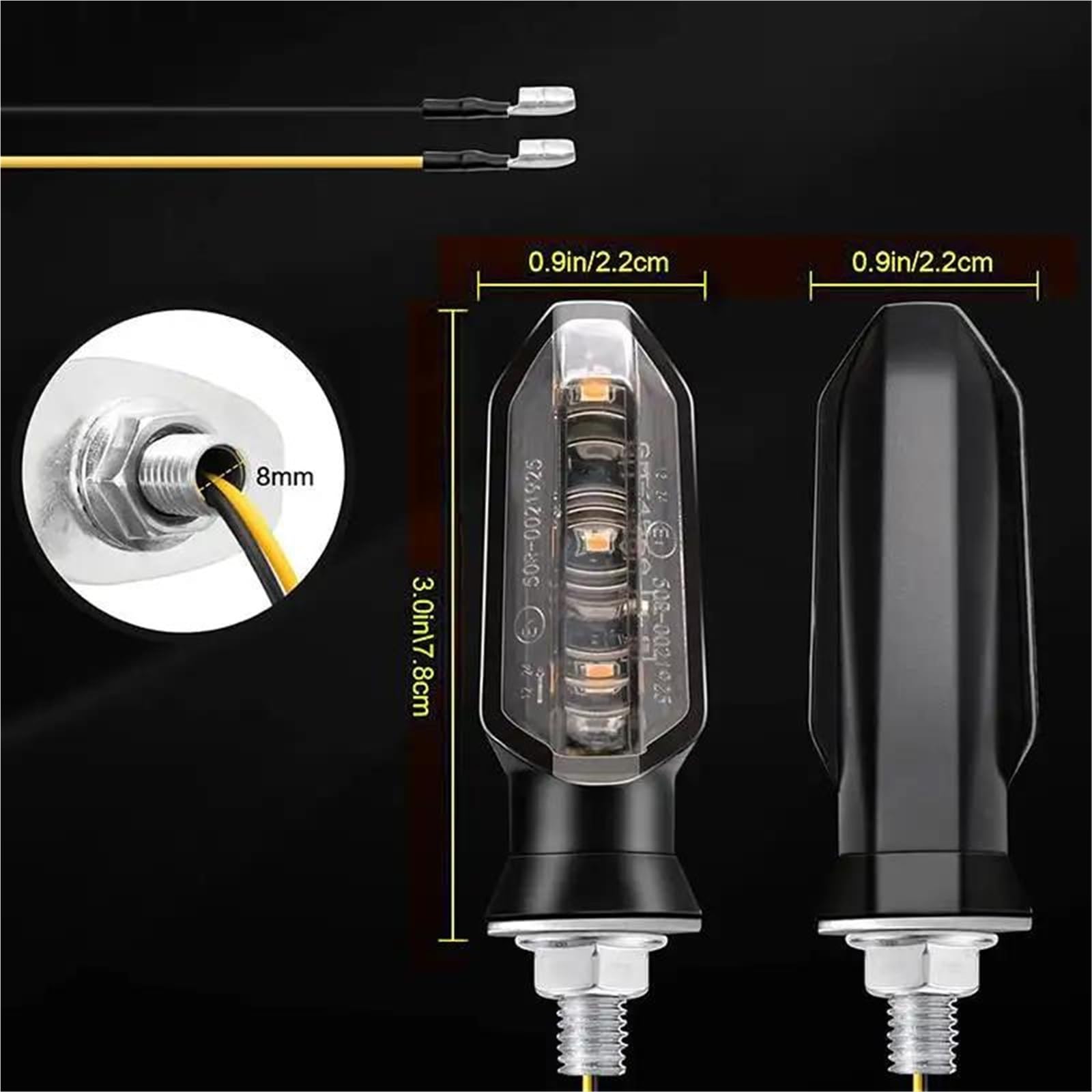 Intermitentes Moto EspañolLuces Intermitentes para Motocicleta, 12 V, 8 Mm, para H&Onda CBR500R, CB500F, CB190R, CB650F, CBR650F, CB400, CB400SF Impermeables(Fumar,8 Piezas)