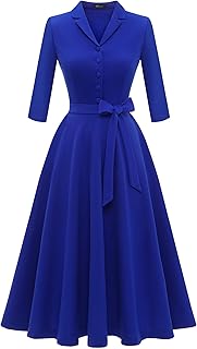 1940s Dresses for Women 3/4 Sleeve Vintage Tea Party Dress Work Church 1...