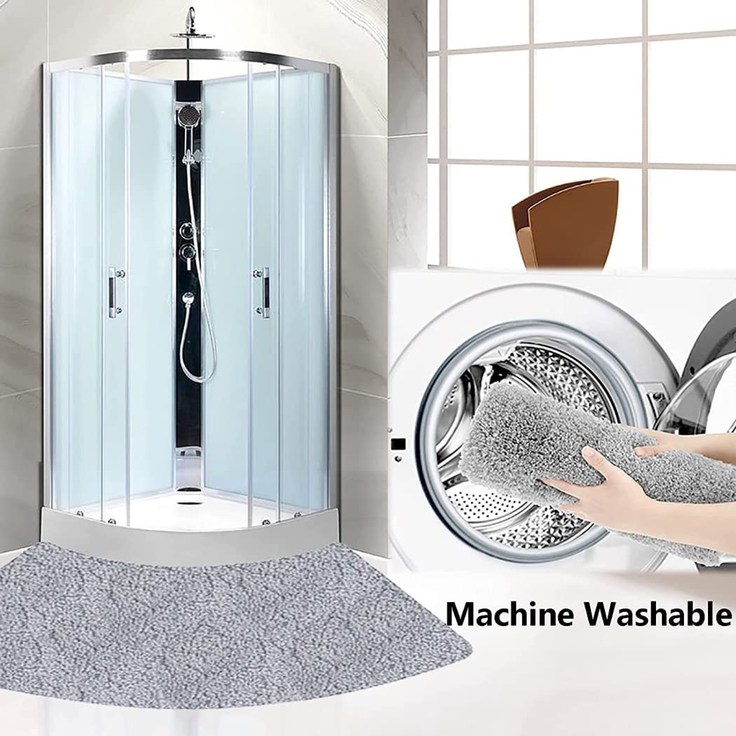 Tappeto Doccia Angolare Tappeti da Bagno Curvo Antiscivolo Tappetino da Bagno Microfibre Morbide Assorbenti Tappetino Lavabile in Lavatrice,1,45X100 CM