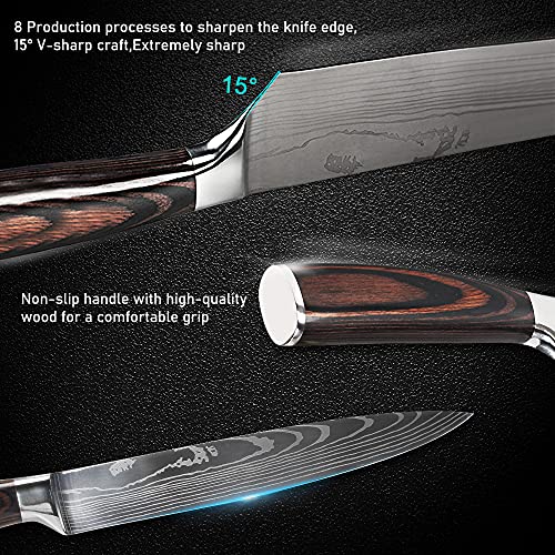 Anhichef 3 Pieces Kitchen Knife Sets,Chef Knife 8 Inch-Professional Ultra Sharp Cooking Knife, 5 Inch Santoku Knife and 3.5 Inch Paring Knife as New Home Gifts| High Carbon German Stainless Steel Anhichef 3 Pieces Kitchen Knife Sets,Chef Knife 8 Inch-Professional Ultra Sharp Cooking Knife, 5 Inch Santoku Knife and 3.5 Inch Paring Knife as New Home Gifts| High Carbon German Stainless Steel