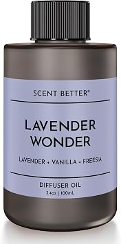 Scent Better Lavender Wonder Aroma Essential Oil Blend an Aromatherapy Blend of Lavender, Soft Vanilla, and Freesia for Ultrasonic Diffusers & Nebulizers 3.3 Fl Oz, 100 mL