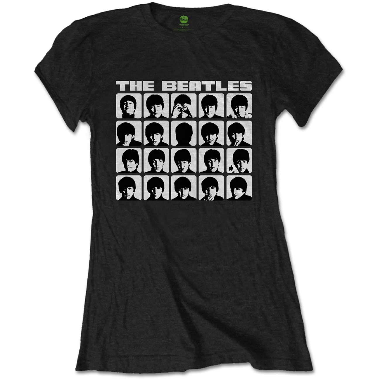 The Beatles Women's Hard Days Night Faces Mono Regular Fit Crew Neck Short Sleeve T - Shirt, Black (Black Black), 12 (Manufacturer Size:Large)