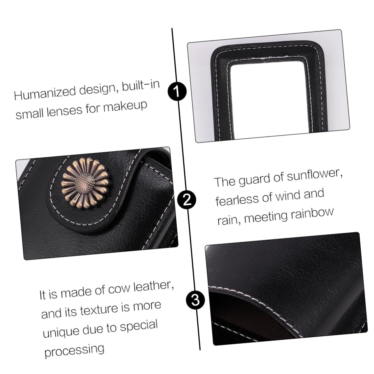 HONMEET 1Pc Lipstick Pouch with Built in Mirror Portable Lip Gloss Carrying Case for Travel and Everyday Use Smart Black Design for Easy The Go Touch Ups