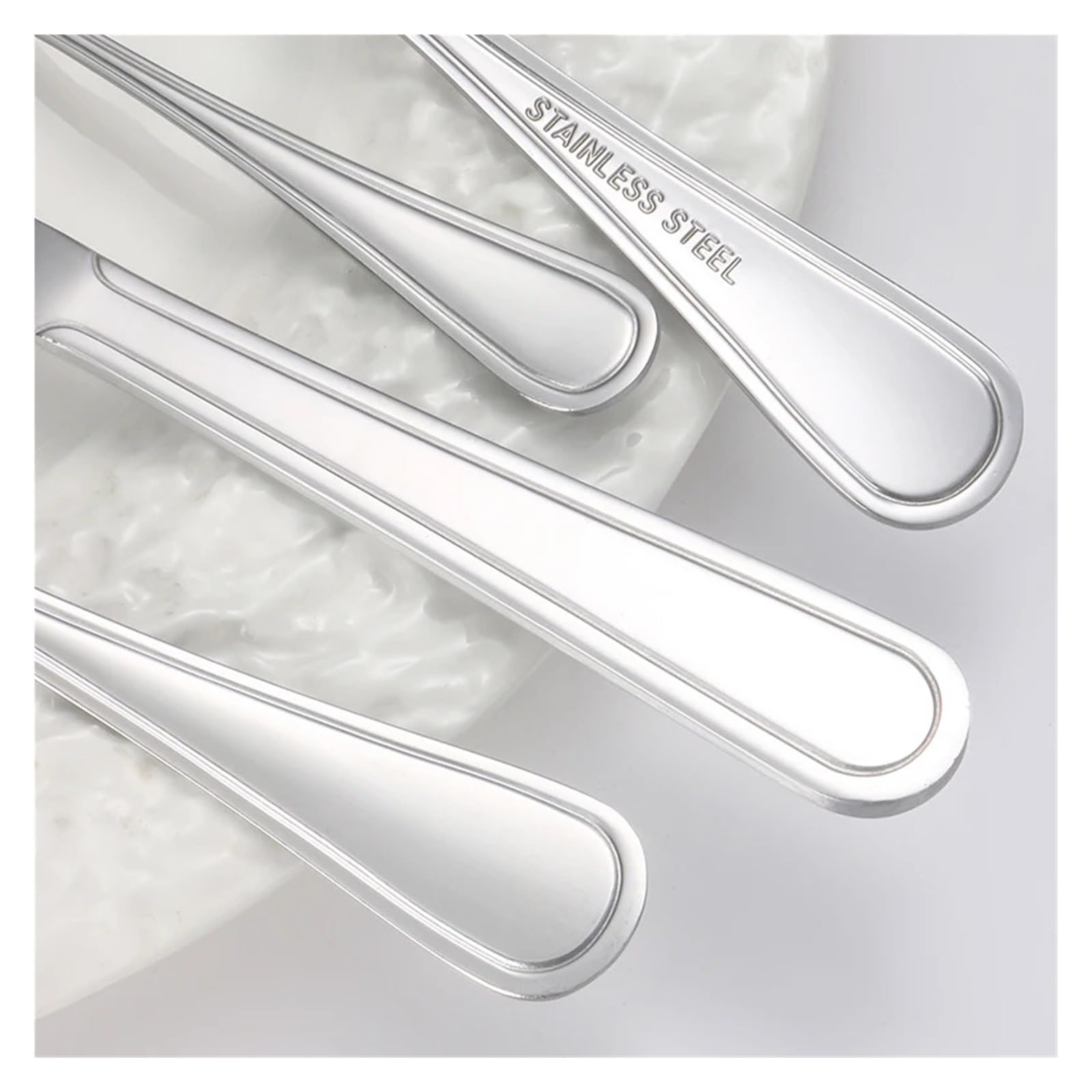 Juego de cubiertos acero inoxidable, tenedor y cuchara for postre, 6/30 Uds., adecuados for restaurantes hoteles(6pcs)