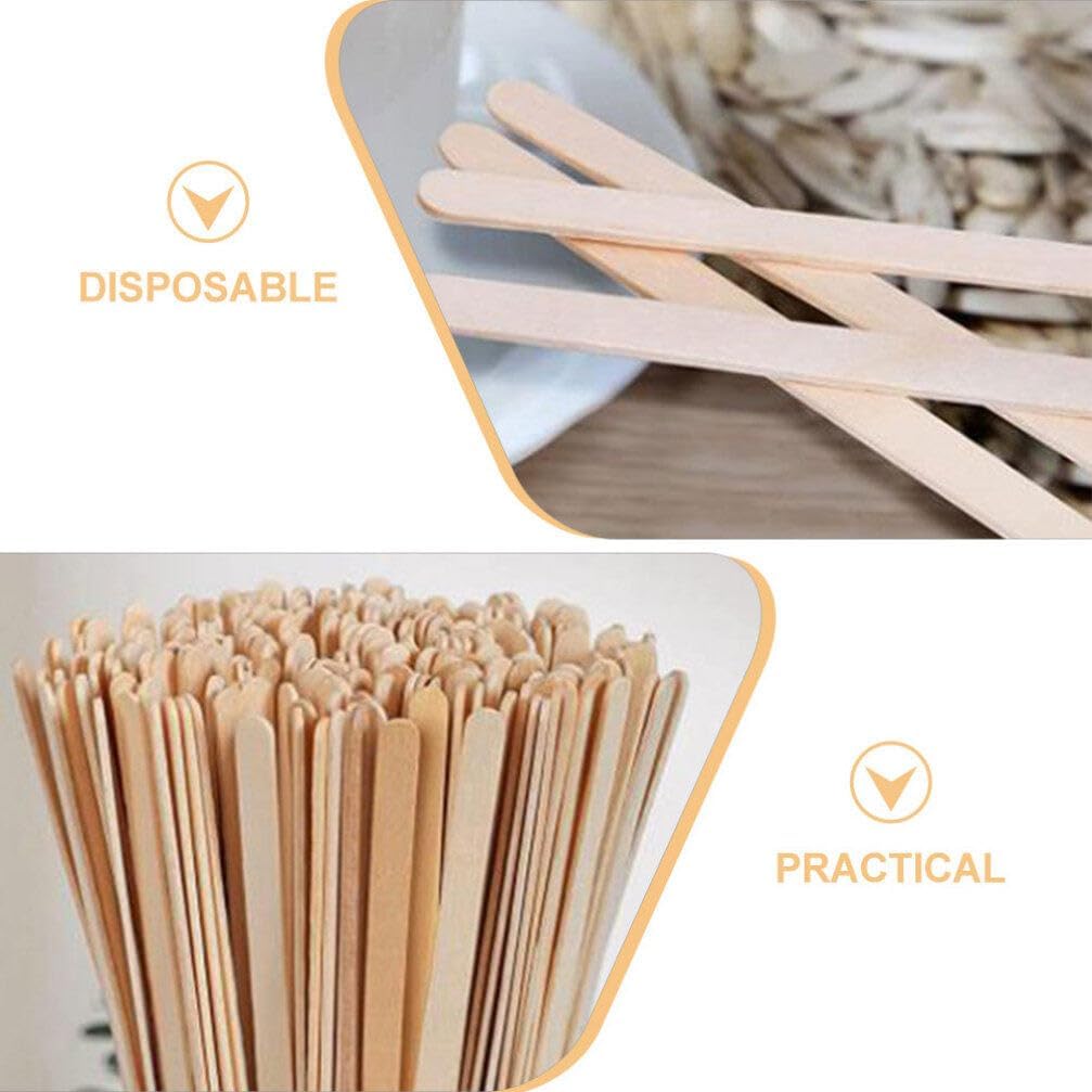 Generic Long Wooden Coffee Stirrers 500pcs Beverage Stirring Rods Disposable Stir Sticks Drink Mixing Sticks Wood Stirrer Sticks Swizzle Sticks Drinking Cocktail Stirrers Bar Cafe Supplies, Beige