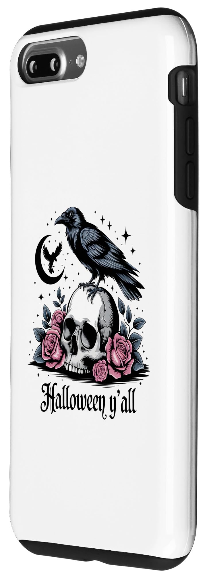 iPhone 7 Plus/8 Plus Halloween Y'all Skull Crow Roses Moon Case - Image 2