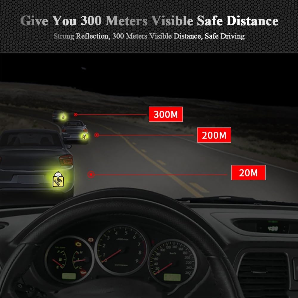 Baby On Board Sticker for Cars- 2Pack Baby in Car High Intensity Reflective Waterproof Vinyl Safety Car Signs for Rear, Side Windows, Bumpers