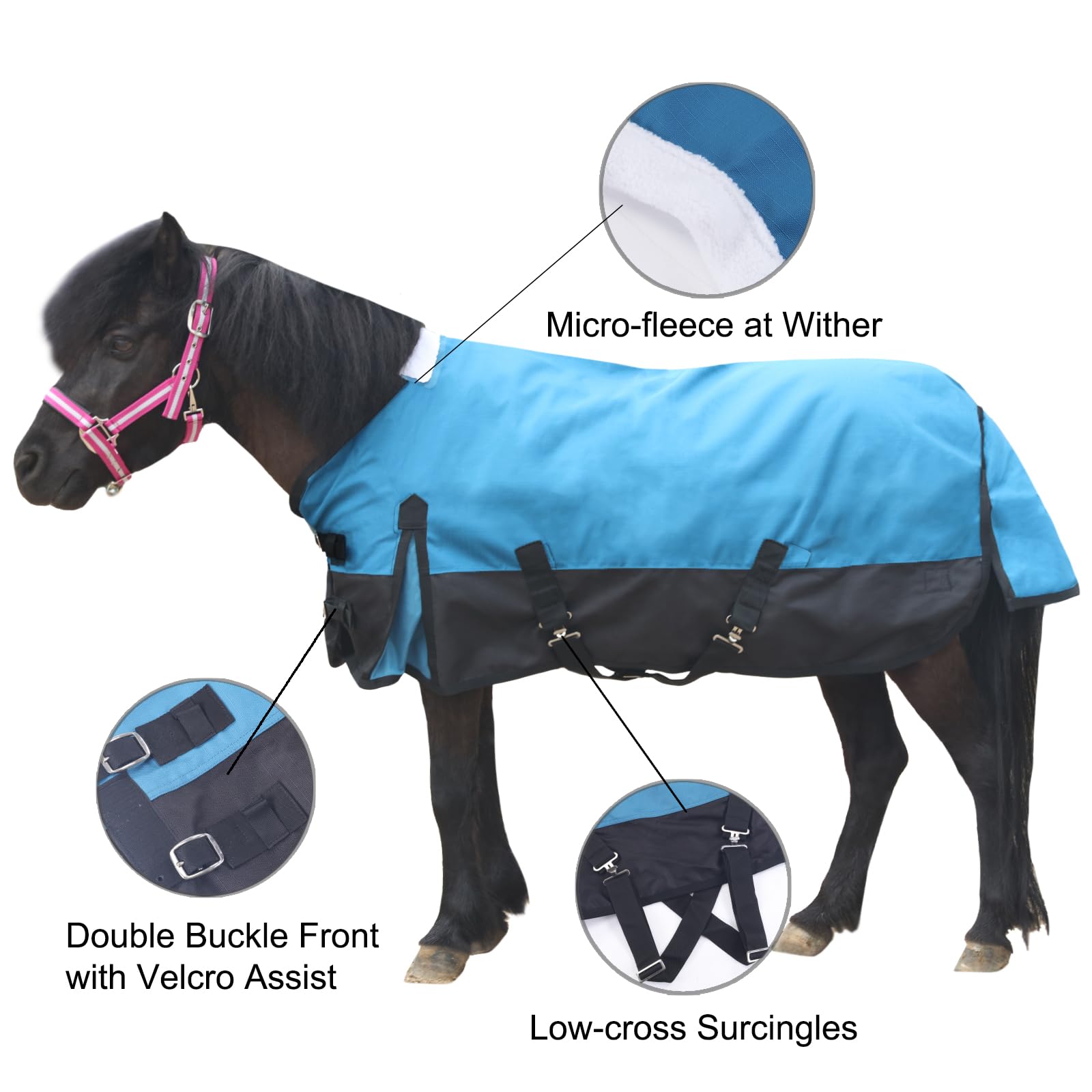 1200D Mini Coperta per cavallo/pony, 0 g, senza imbottitura