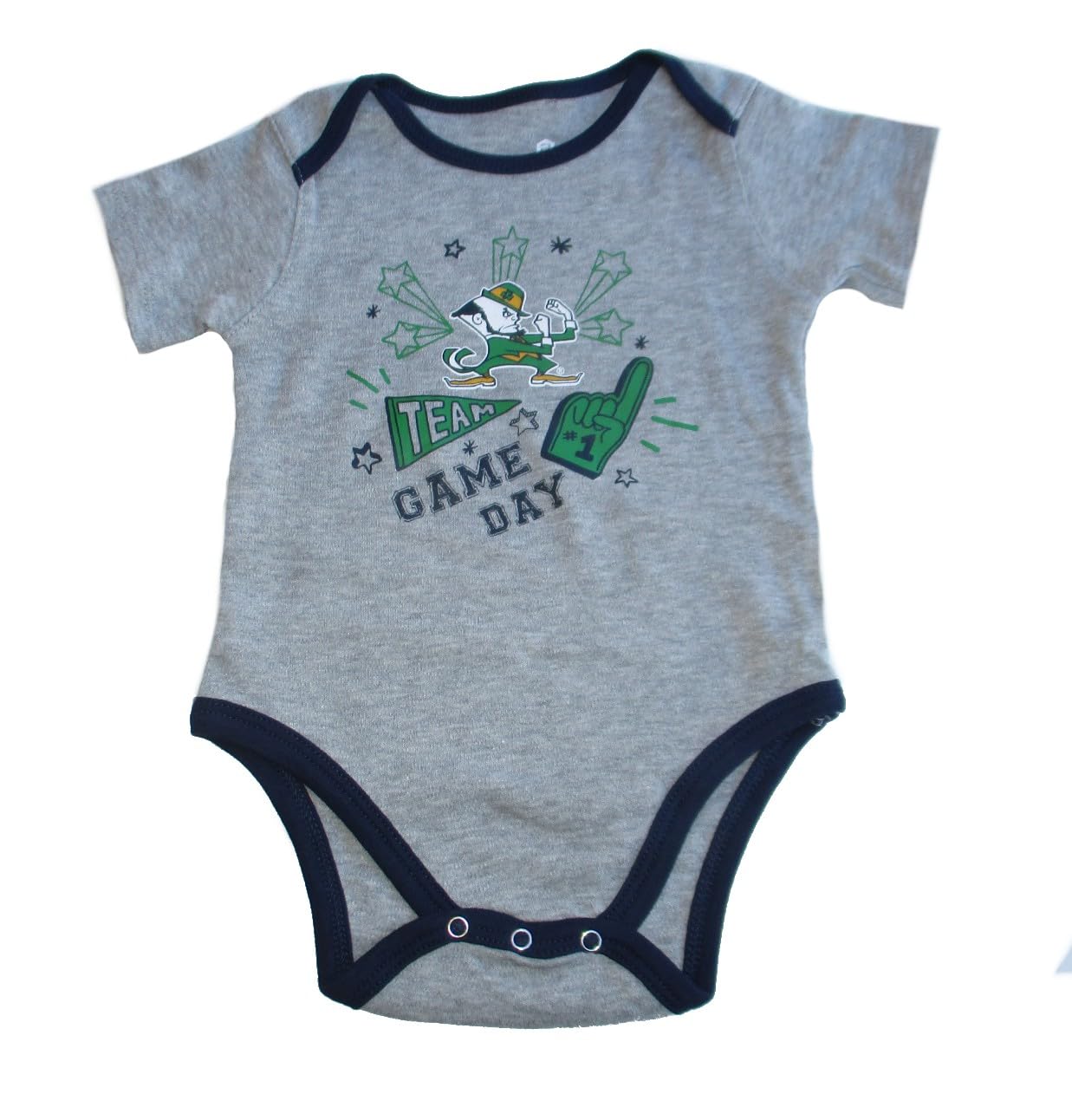 VF Notre Dame Fighting Irish Team Game Day 12 Months One Piece Creeper Bodysuit - Gray