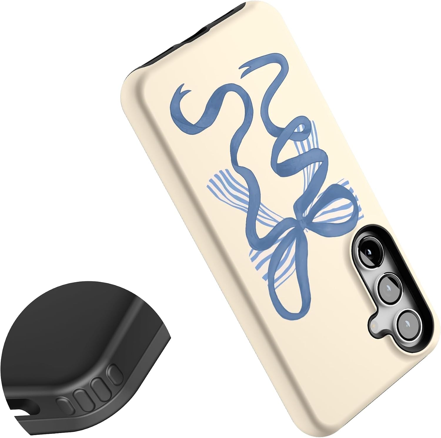 Casely Galaxy S24 Case | Heartstrings | Blue Bow | Essential Slim Dual-Layer Protective Design
