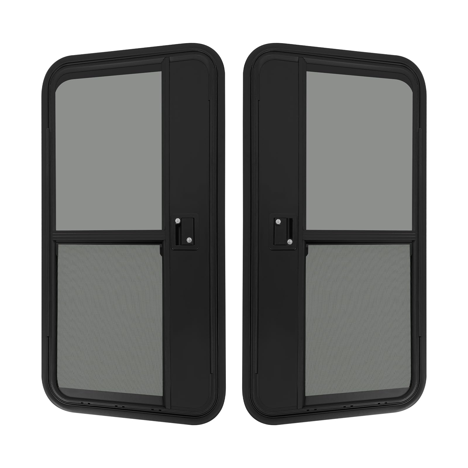 23"x44" RV Entry Door, Black Aluminum Alloy Teardrop Trailer Doors with Tempered Glass, Universal Fit for RVs, Campers, Horse Trailers, Cargo Trailers (Left &amp; Right, 23"x44")