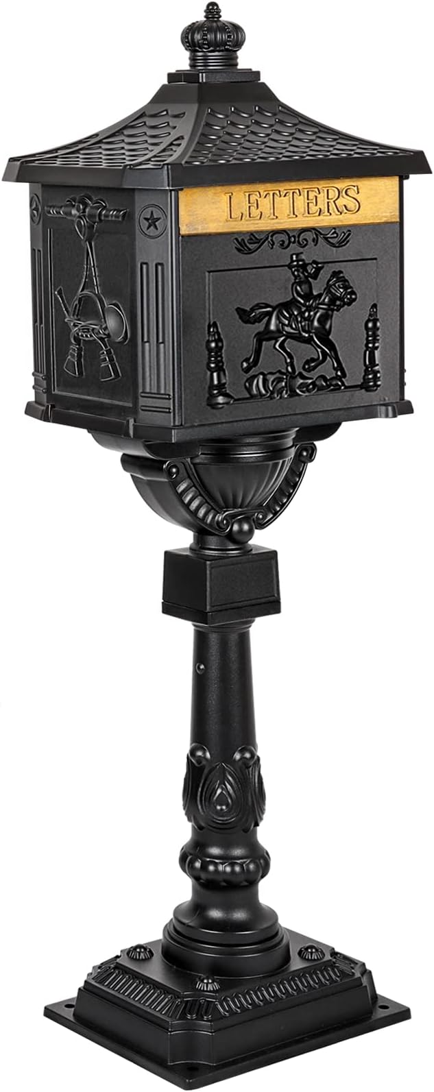 Mailbox Cast Aluminum Black Mail Box Postal Box Security Heavy Duty New