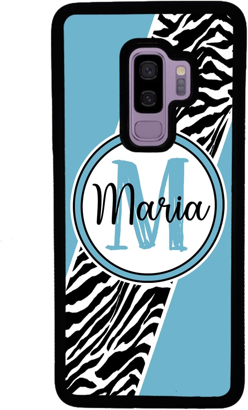 Zebra Skin Stripe Teal Personalized Black Rubber Phone Case Compatible With Samsung Galaxy S25 S25FE S25+ S25 Ultra S24 S24+ S24 Ultra S24FE, S23 FE S23+ Ultra S22 S22+