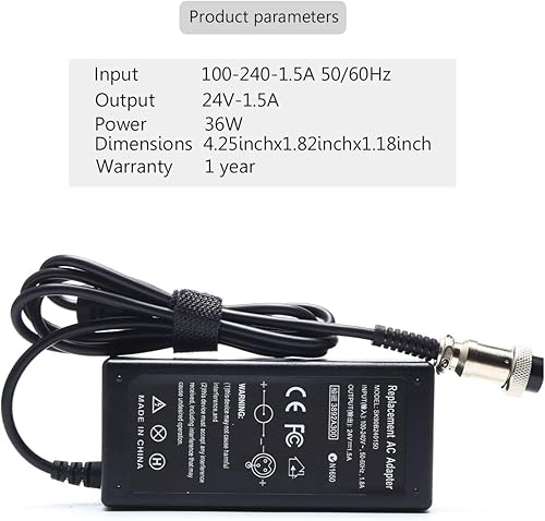 Miniatura 8 de Cargador de batería de scooter de 24 V compatible con Razor E100 E200 E200S E175 E300 E300S E125 E150 E500 PR200 E225S E325S MX350 MX400 Dirt Bike,