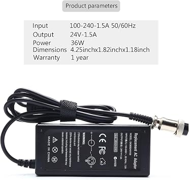 24V Scooter Battery Charger Compatible for Razor MX350 E300 E150 E175 E100 E200 E200S E300S E125 E500 PR200 E225S E325S MX400 ZR350 Dirt Bike, Pocket Mod, Sports Mod, Four Wheeler, Dune Duggy
