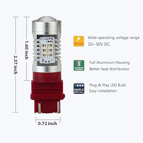 Miniatura 6 de JDM Astar, Chipsets PX extremadamente brillosos, bombilla LED 3056, 3156, 3057, 3157 para luz de freno, luces de cola, señal de vuelta, rojo