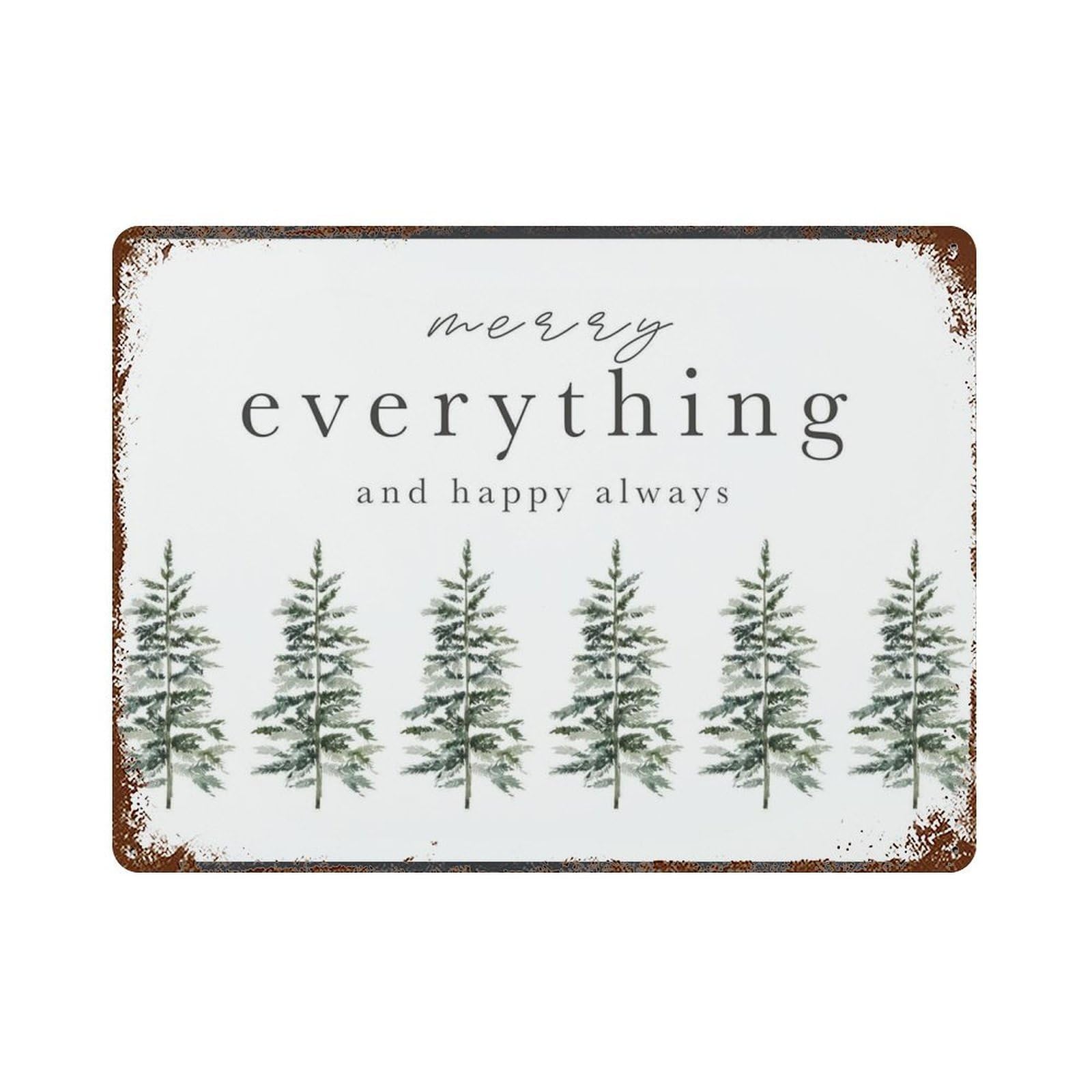 xiaoxiaoshen Merry Everything And Happy Always Christmas, Watercolor Pine Trees Wall Decor Art Metal Tin Poster Modern Home Decor Art Home Bar Shop Decorations Vintage Sign 30x40cm