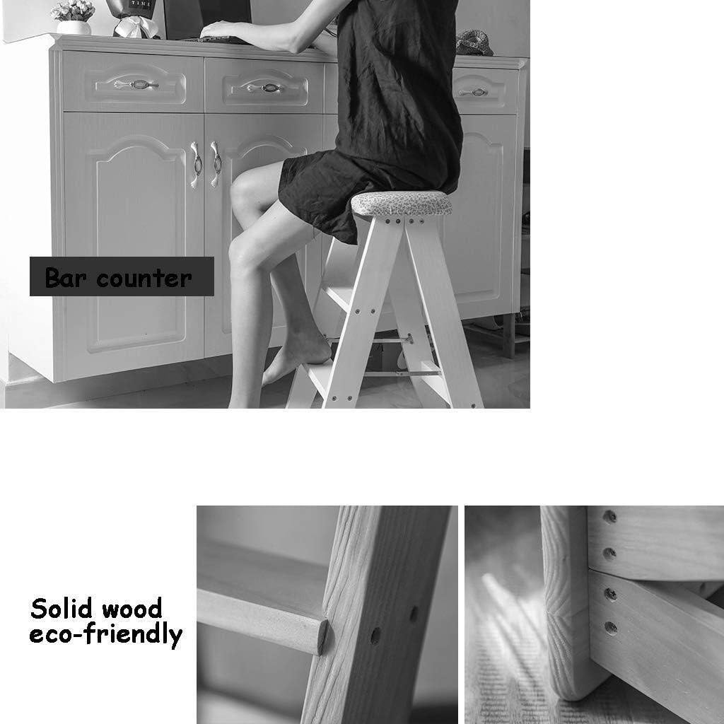 Ladder Stool Folding 3 Tread Step Household Stair Chair Stepladder Sponge Seat Widened High Stool Home Garden Tool (Gray)