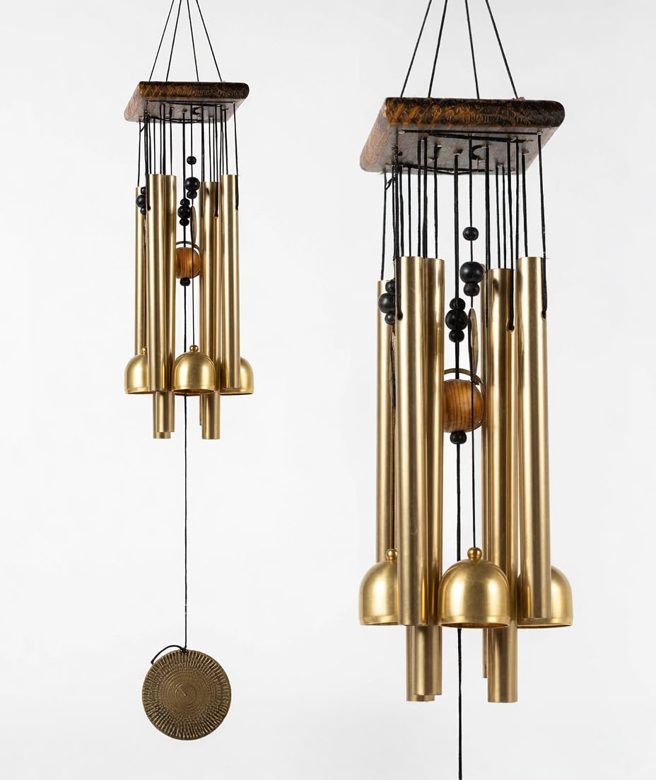 Paradigm Pictures Home Decoration Items Wind Chimes for Home (Golden,Pipe & Hanging Bells)-image-38