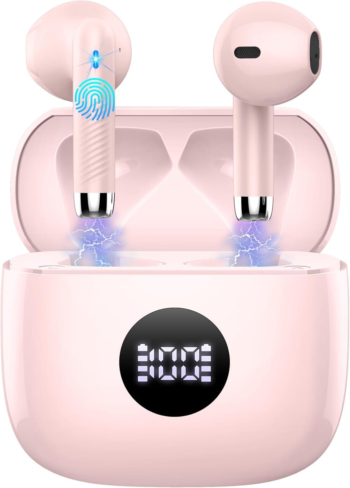 Wireless Earbuds, Bluetooth 5.4 Ear Buds LED Power Display Headphones Bass Stereo, Bluetooth Earbuds in-Ear Noise Cancelling Mic, 40H Playback Mini Case IP7 Waterproof Sports Earphones for Android iOS