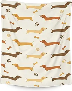 Dachshund Throw Blanket for Baby - 30x40 Inches Lap Size - Soft Fluffy Cozy Blankets Gift - Beige Cute Blanket Throws for Couch, Work