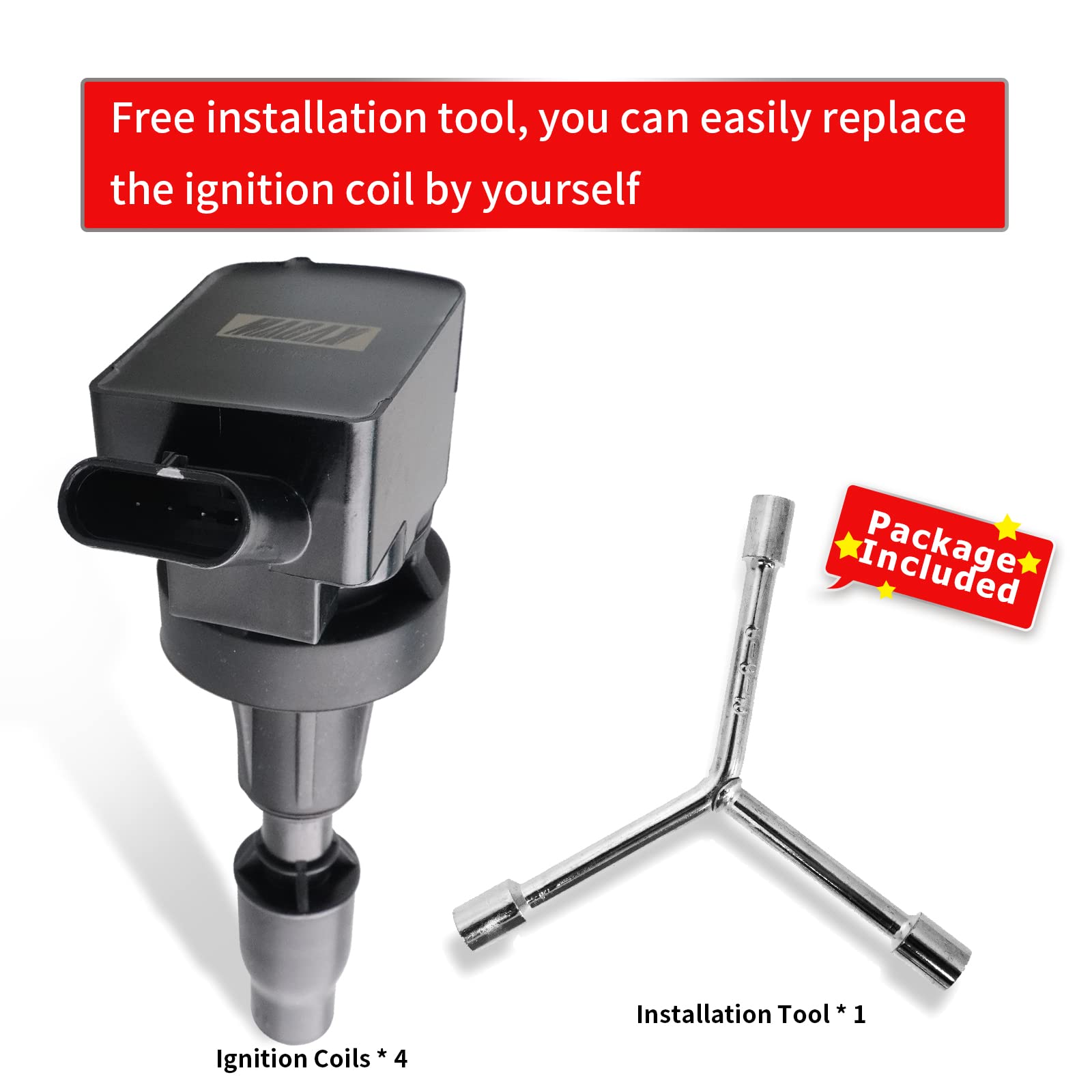 MACAX Set of 4 Ignition Coils UF764 GN10730 Compatible with Hyundai Sonata Santa Fe Tucson Kia Optima Sorento Sportage 2.0L 2.4L L4 - Replaces 27300-2GGA0 E1264 IC871 C988