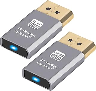 Malarpon DispalyPort Headless Dummy Plug Display Emulator with Blue Light for PC 4K DP Ghost (fit Headless 1080@120Hz- Real Versions 3840x2160@60Hz)-2P