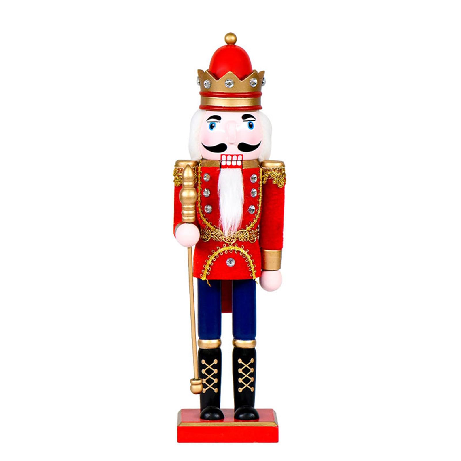 36 cm große Nussknacker-Figur aus Holz, Motiv: König mit königlichen Zeptern, Weihnachtsfigur, Sammlerstück, Dekoration für Zuhause, Tischregal, Dekoration