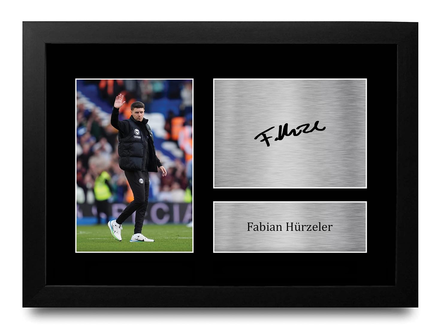 HWC Trading Fabian Hurzeler Brighton & Hove Albion Gifts Printed Signed Autograph Picture for Football Fans and Supporters - A4 Framed