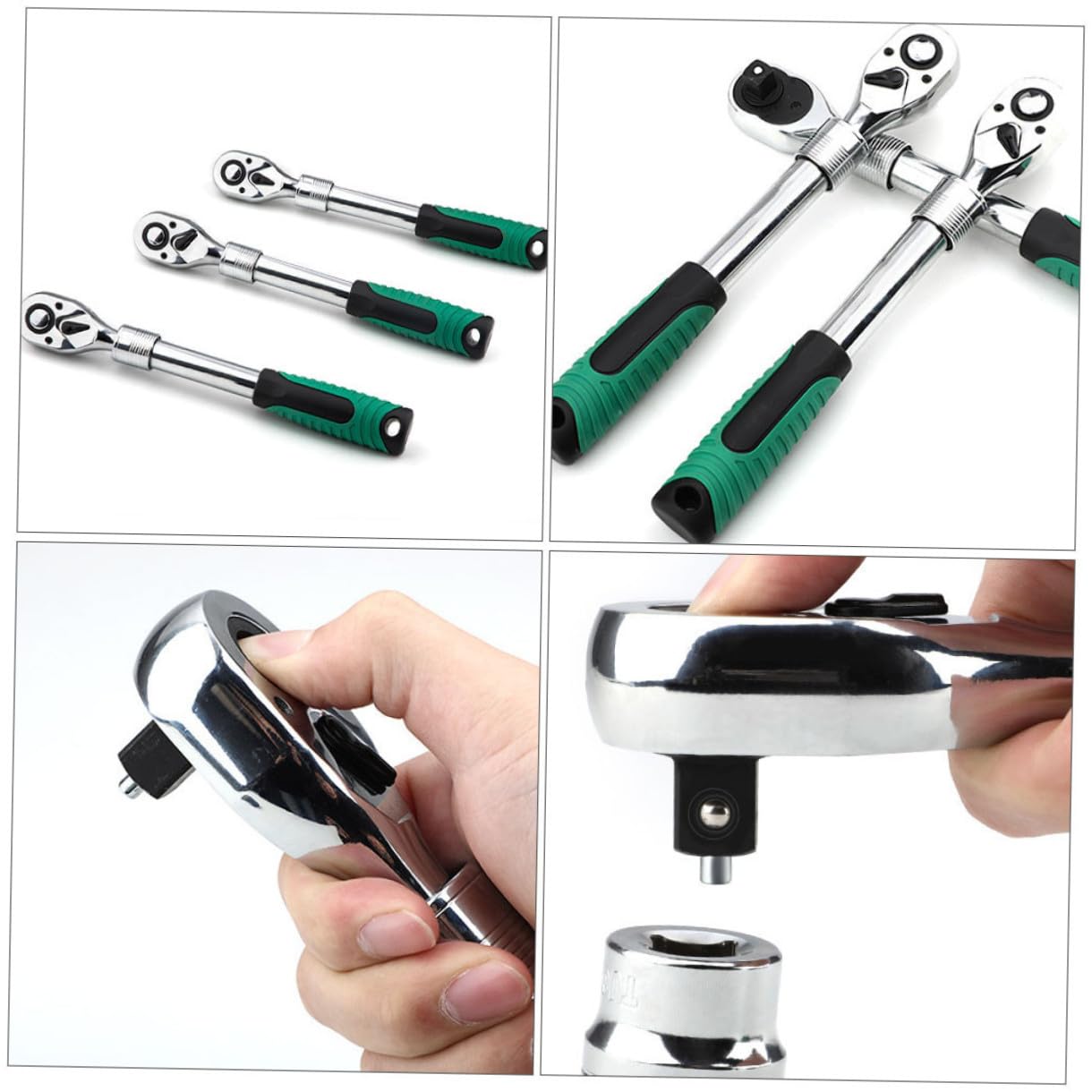 WOONEKY Acier Clé à Cliquet à 72 Dents Vert, Extensible