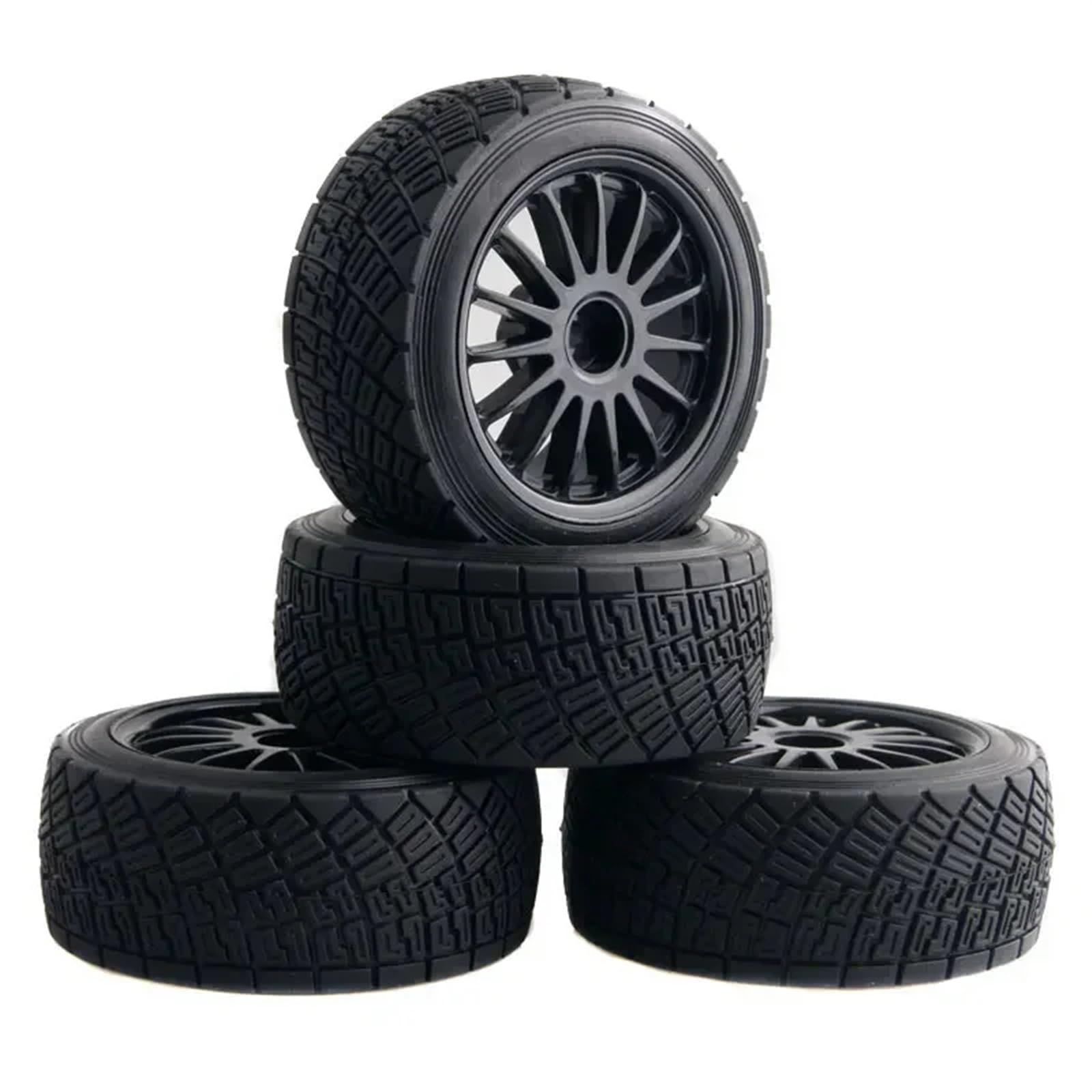 MGHGFYTAS RC Wheel Tire Compatible With HPI WR8 For Flux For Rally 3.0 110697 94177 1:10 RC Car Tires 4 PCS 2.2 Inch Wheel Rims Hub & 80MM Rubber Tires Tyre(Black)