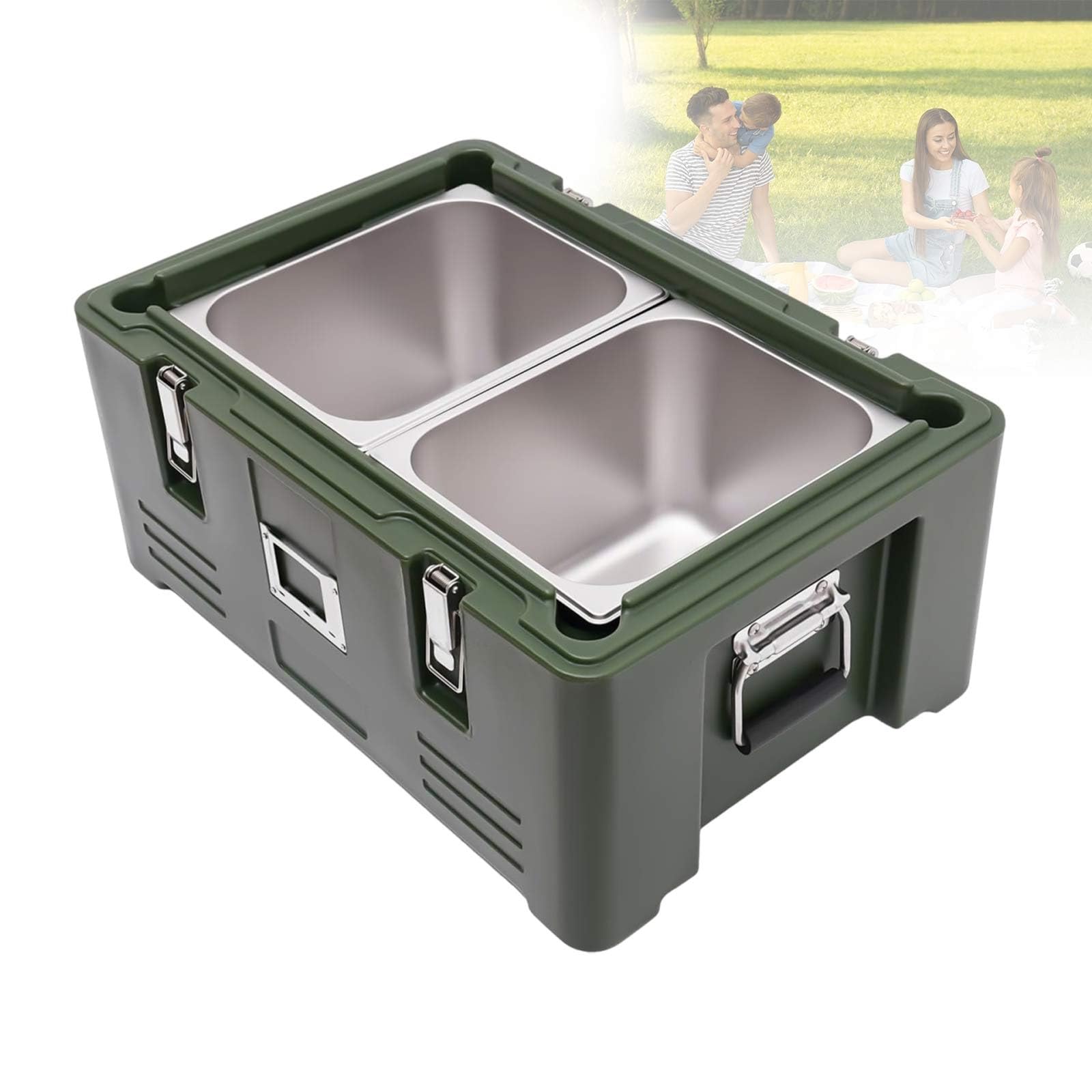 Caja Isotérmica Alimentos Contenedor Caliente Y Frío, Transporte Comida Caliente, Caja Térmica Profesional Para Catering Y Restaurantes, Gran Capacidad Alimentos(2 pans)