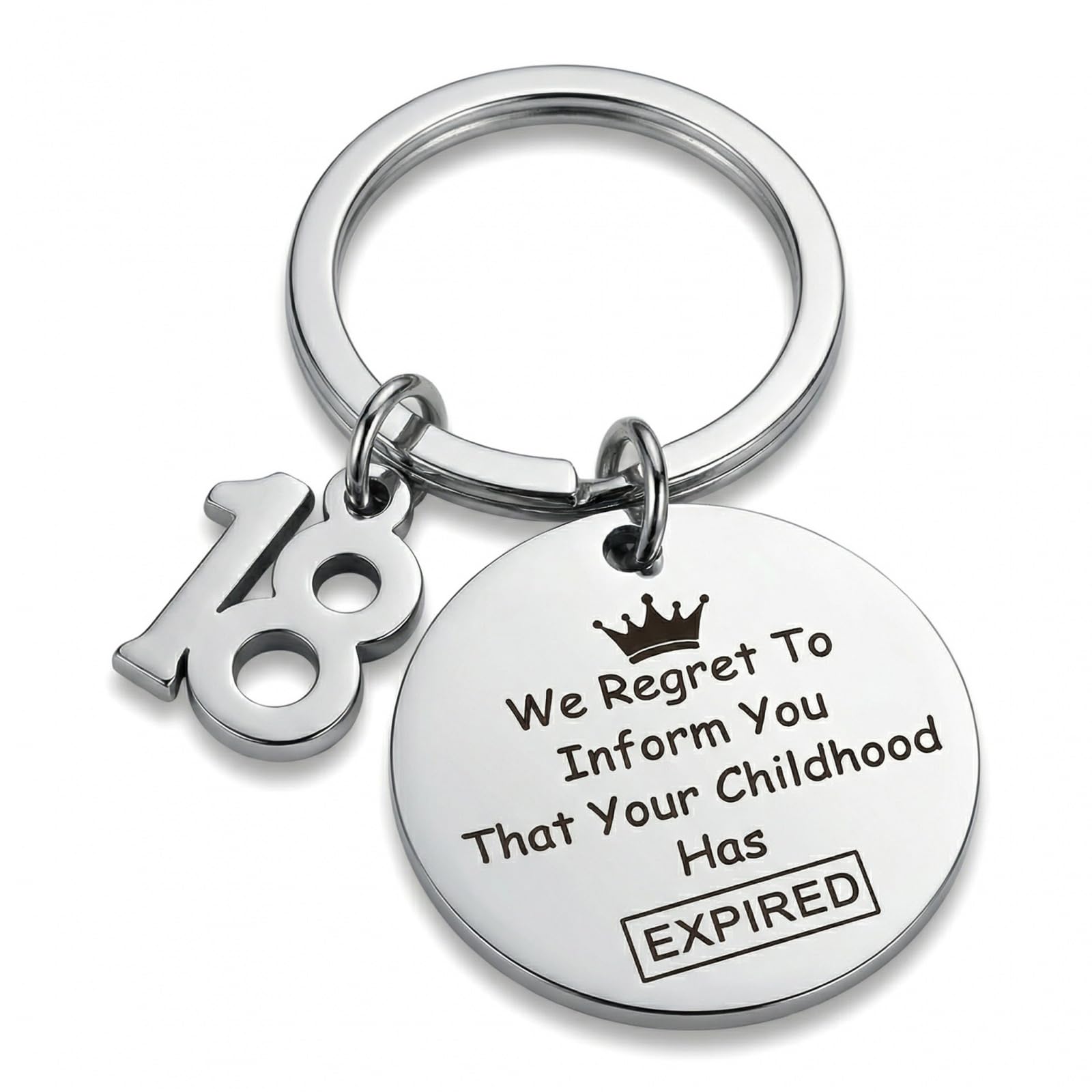 Fooyee Men's Silver Minimalist Round Keyring Trendy Keychain Keepsake Birthday Graduation Adult Gift 18Th Boys Girls