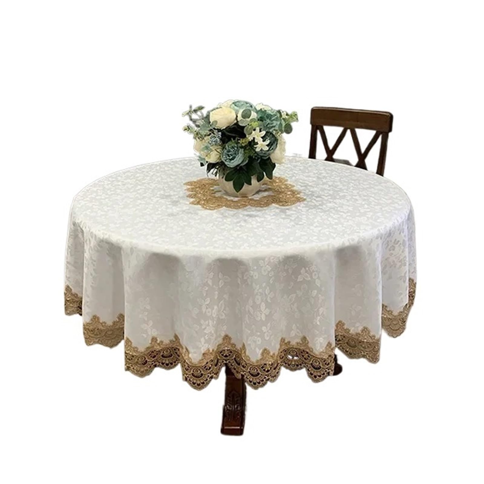 FOELANNE Embroidered Lace Tablecloth, Lace Tablecloth Multicolor 110-220cm Round(Color8,Diameter 175cm Round)