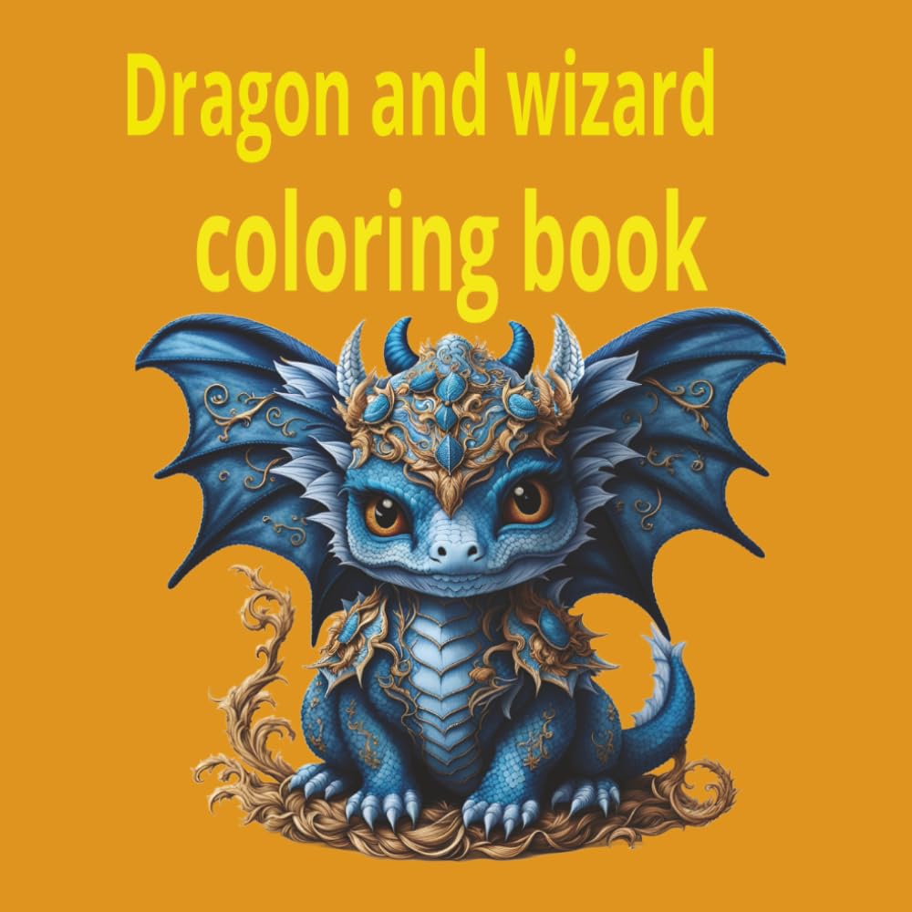 Dragon and wizard coloring book