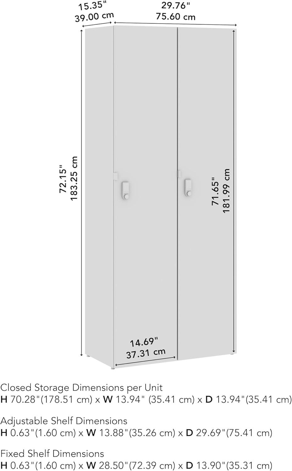 Bush Business Furniture Single Tier 2 Door Storage Locker with Keypad Locks, Office Furniture, Assure Collection, White