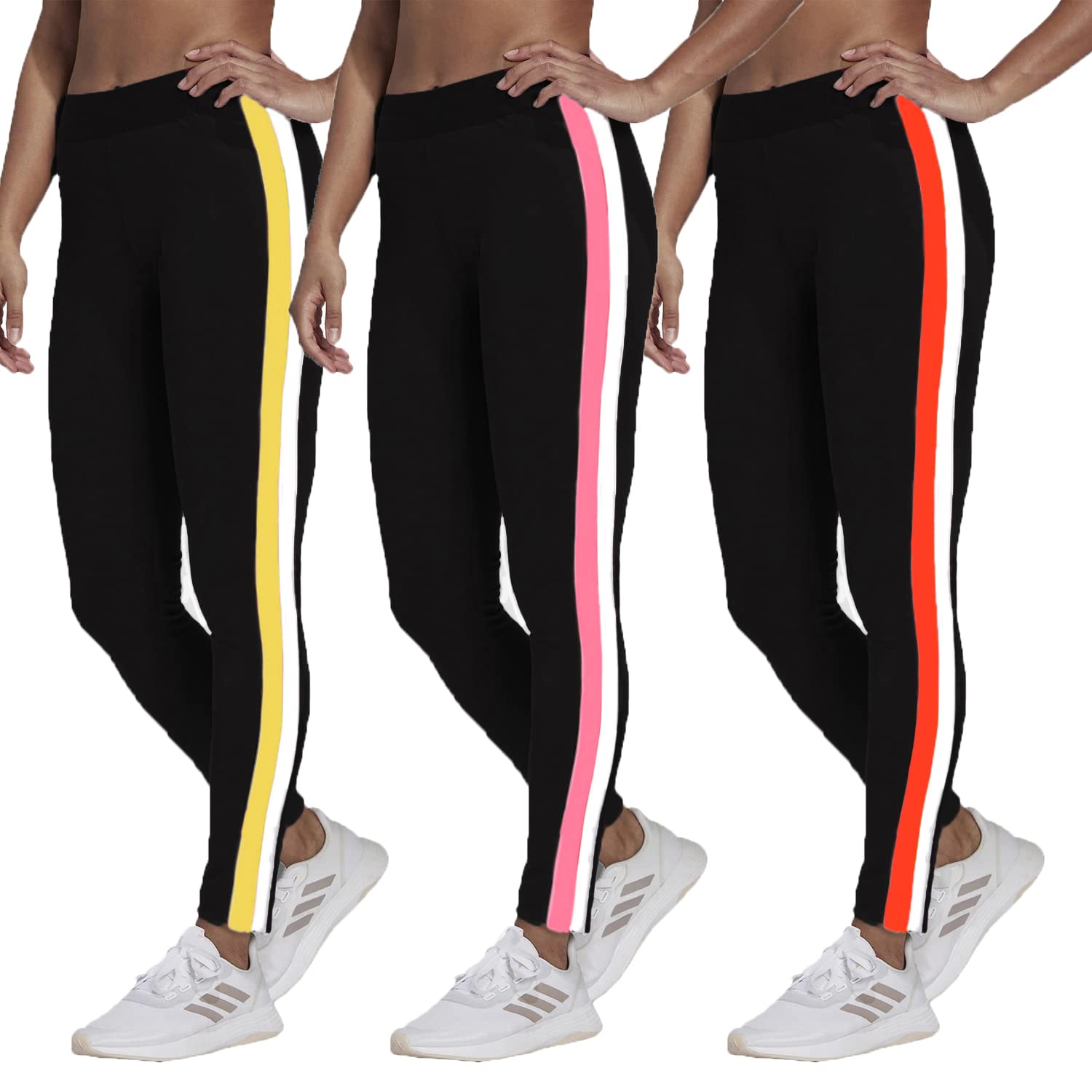 brand flex Gym wear Leggings Free Size Combo Workout Trousers | Stretchable Striped Jeggings | Yoga Track Pants for Girls & Women (Free Size 28-34 inch Waist) (Free, 3)-picture-37