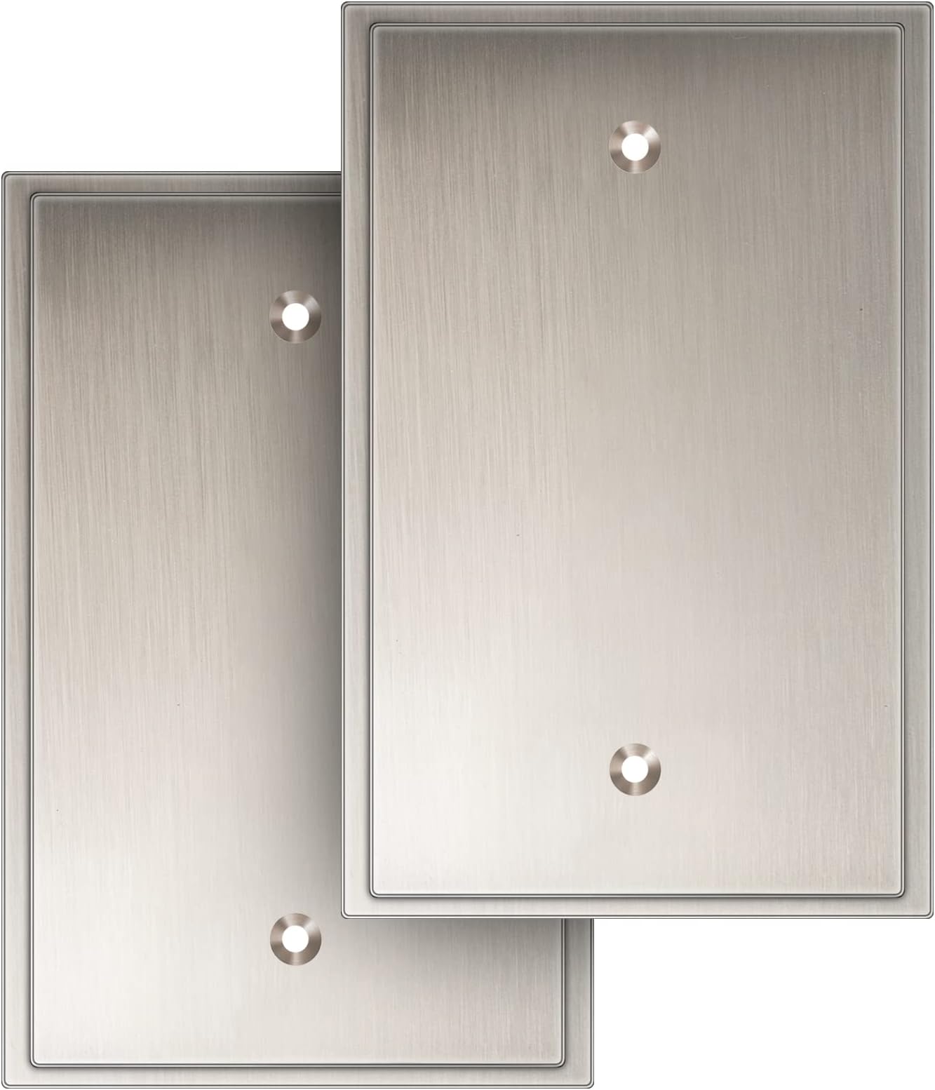 Soft Modern Decorative Wall Plate Switch Plate Outlet Cover (Single Blank 2PK, Satin Nickel)