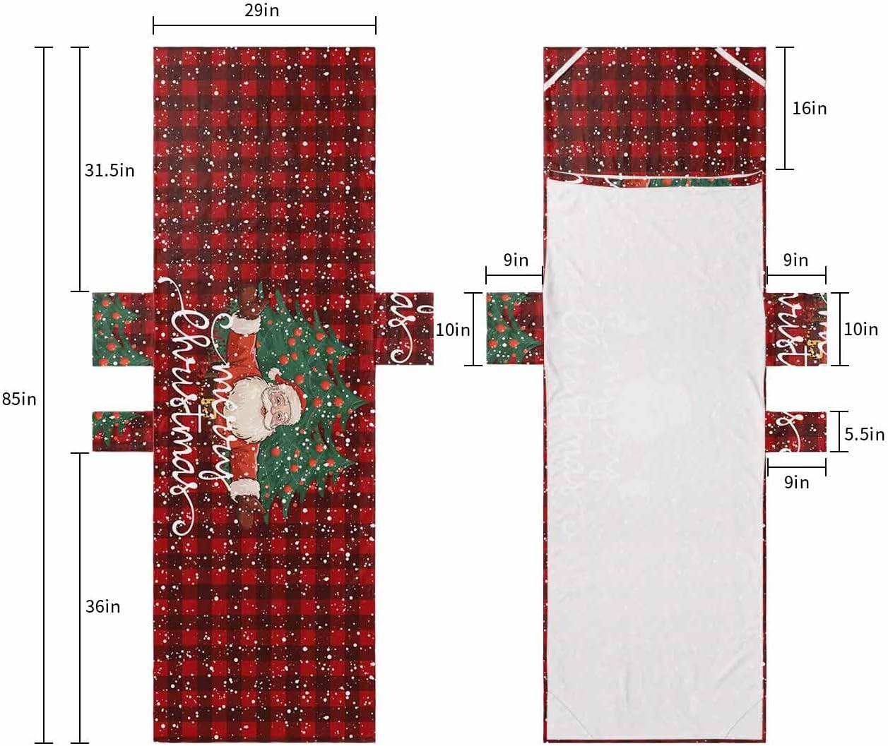 Christmas Beach Pool Patio Lounge Chaise Chair Cover Towel With Pockets,Absorbent & Quick Dry Microfiber Towel Cover Bag Summer Accessories for Sunbathing Santa Xmas Tree Red Black Vintage Plaid