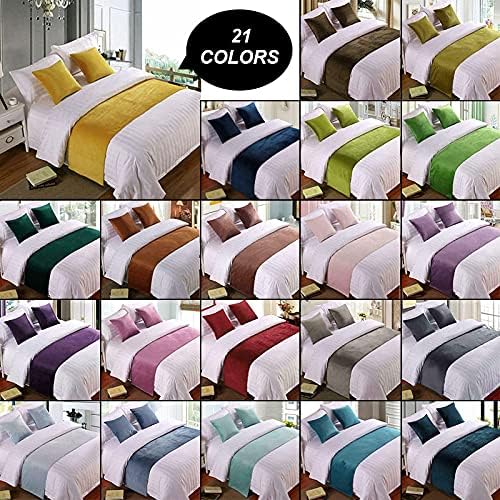 Luxury Velvet Bed Runner Throw Home Hotel Decoration Bed Flag Wedding Bedroom Bed Tail Towel(03,50x210cm Bed Runner)