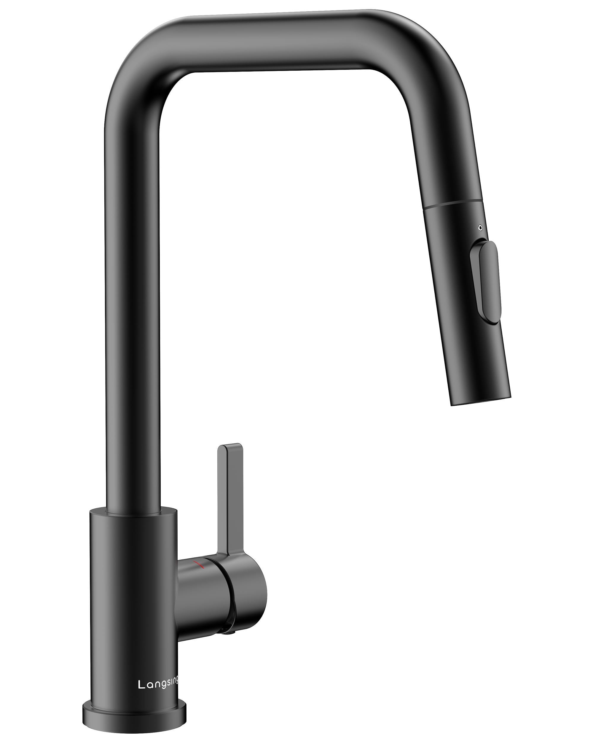 Wasserhahn Küche Schwarz, Hochdruck Küchenarmatur mit Brause | 304 Edelstahl Küchenarmatur Ausziehbar, Armatur 2 Strahlarten, Spültischarmatur Küche, 360° Schwenkbar, DVGW-Zertifiziert