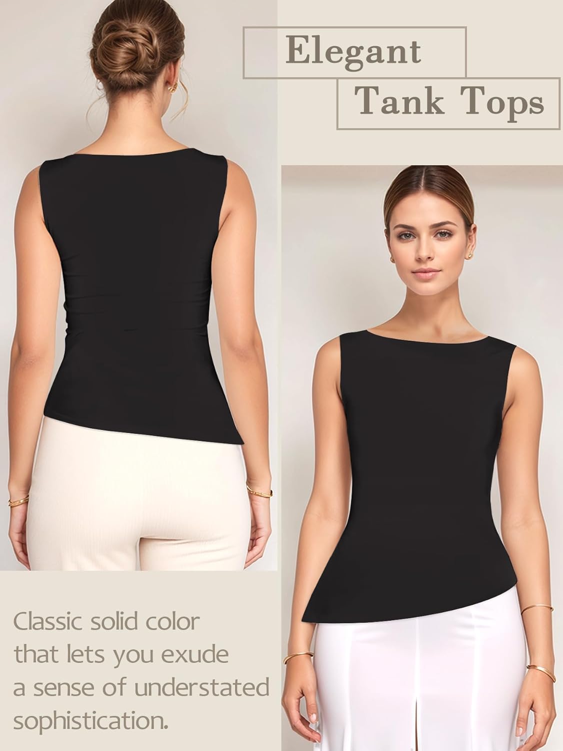 Going Out Summer Tank Tops for Women Trendy Y2k Cami Top Asymmetrical Sleeveless Boat Neck Solid Cute Shirts - Image 4