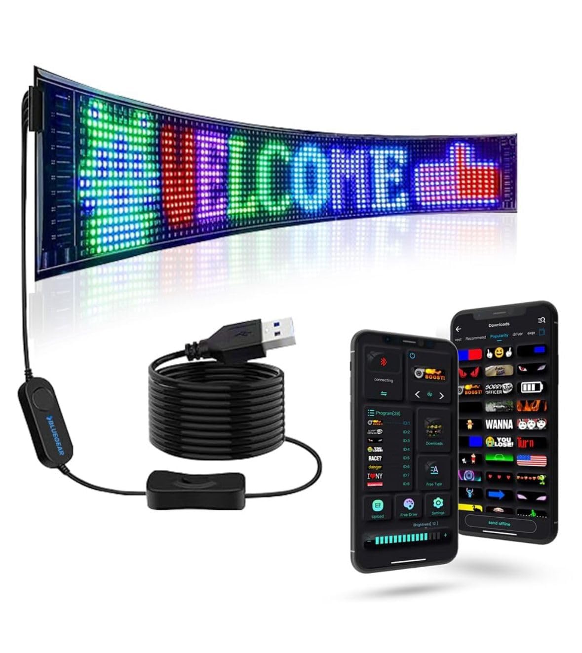 LED Flexible Matrix Panel Display, Remote and App Support Attractive 20 * 64 LED Matrix Panel 14x4 Inch Sign for Car Party Wedding Festival.Scrolling Text Sign with Bluetooth Control-image-35