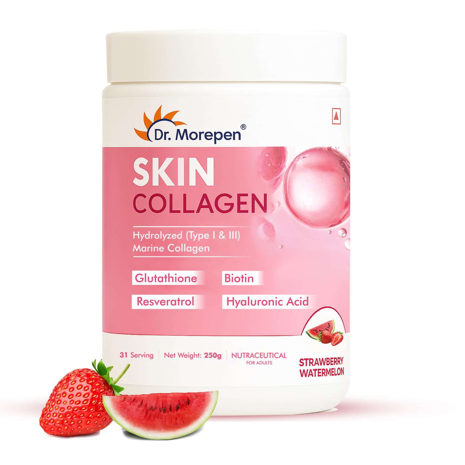 DR. MOREPEN Marine Collagen Skin Protein Powder With Hyaluronic Acid, Vitamin C, Sesabania & Biotin | Pineapple Flavour | 250g-picture-20