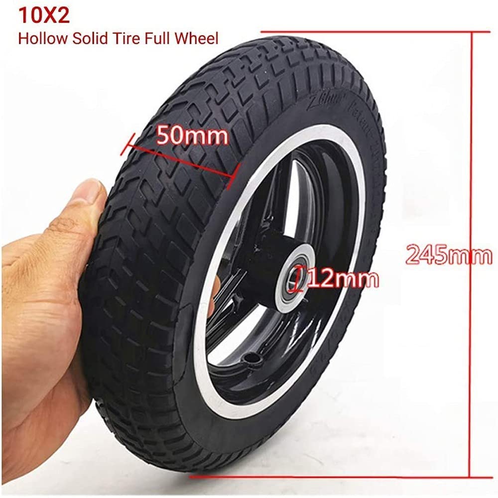 Neumático de Goma Antideslizante 10X2.0 Antidesgaste No Neumático de Rueda Sólida para Scooter Eléctrico de 10 Pulgadas 54-152, Paquete de 2