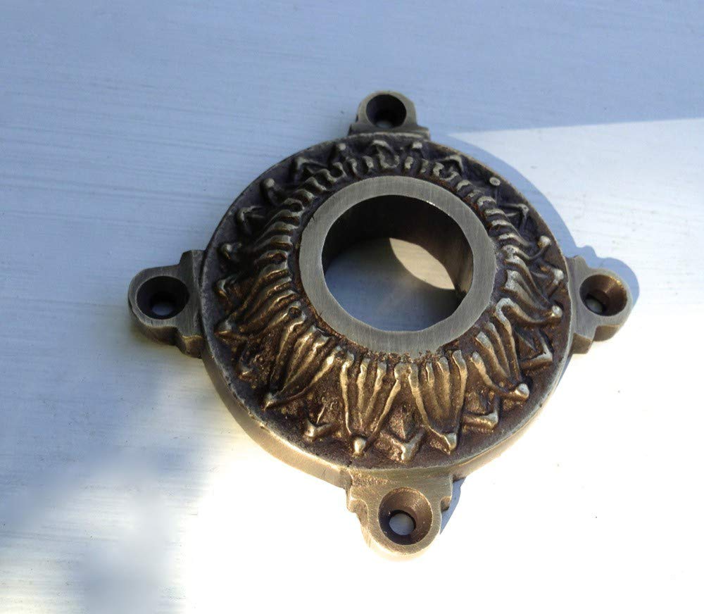 Antikas - Maniglia per porta di casa, in ottone anticato, con 2 ganci e rosette eleganti