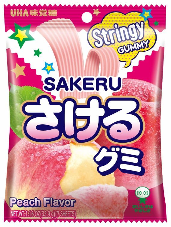Amazon.com : UHA Mikakuto Sakeru Stringy Gummy Peach 1.16 OZ (Pack