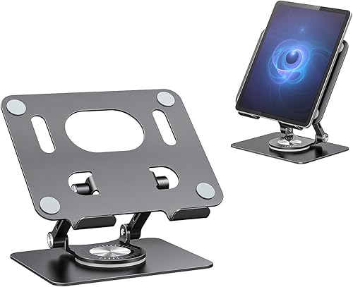 Miniatura 1 de Soporte giratorio para tableta con base giratoria 360, soporte ajustable para dibujo, compatible con iPad ProAirMini y más (negro)