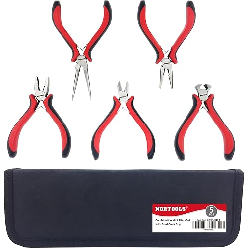 Mini Pliers Set 5 PCS Jewelry Plier Includes Long Nose,Wire Plier,pointed nose, Pliers with Grip Cutting Tools Set for DIY & Jewelry Making Supplies Repair
